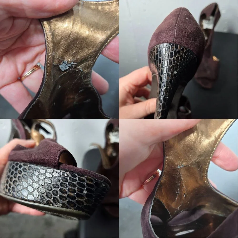 Carlos Platform‎ High Heel Shoes Size 8 Date Formal Stiletto Neutral Y2K Glam